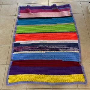 Bright Colors Knit Crochet Afghan Blanket Sofa Lap Throw 44x62 Soft Maximalist